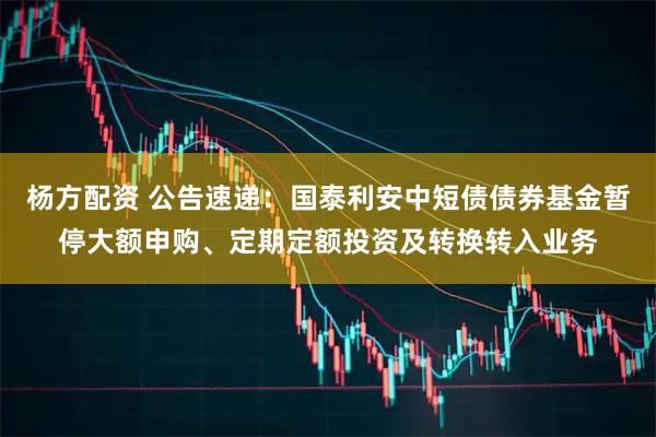 杨方配资 公告速递：国泰利安中短债债券基金暂停大额申购、定期定额投资及转换转入业务